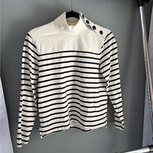 J. Crew Striped Button-Shoulder Sweater